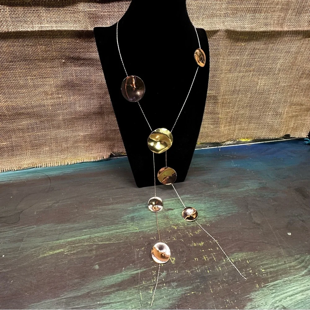 Trendy geometric round versatile‎ statement necklace NWOT